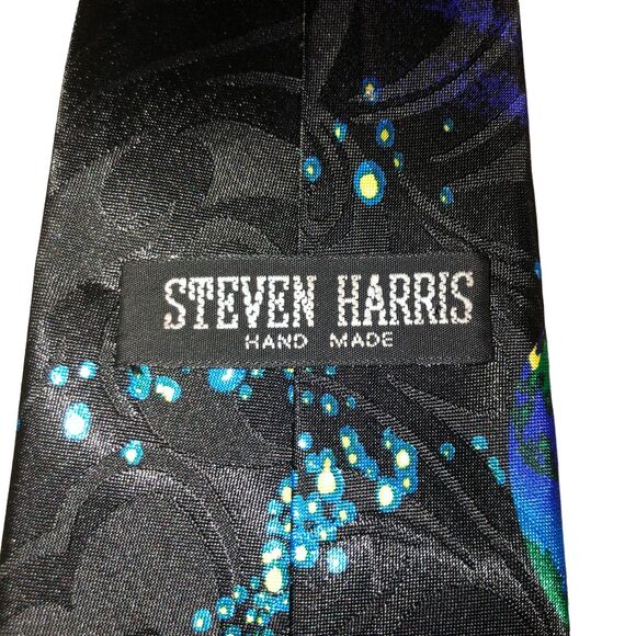 Steven Harris Hand Made Necktie; Astrological, Stars, Planets, Saturn, Silk,Tie - Picture 10 of 10
